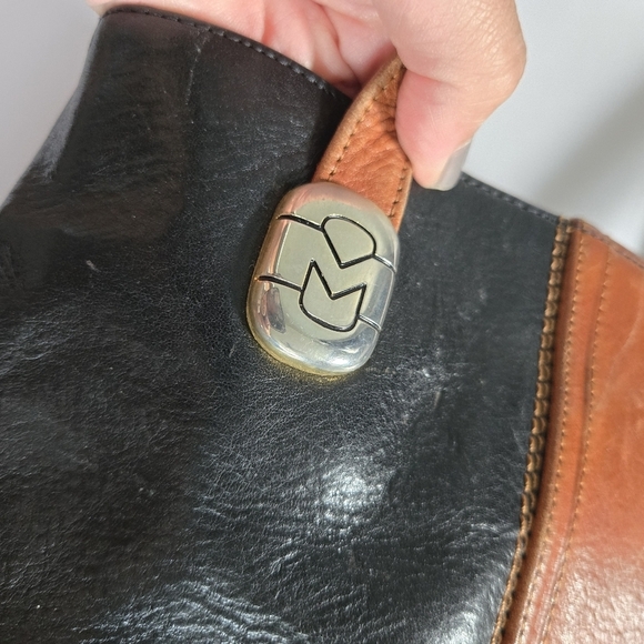 Marino Orlandi italien leather shoulder tote bag purse black and brown - Picture 3 of 16